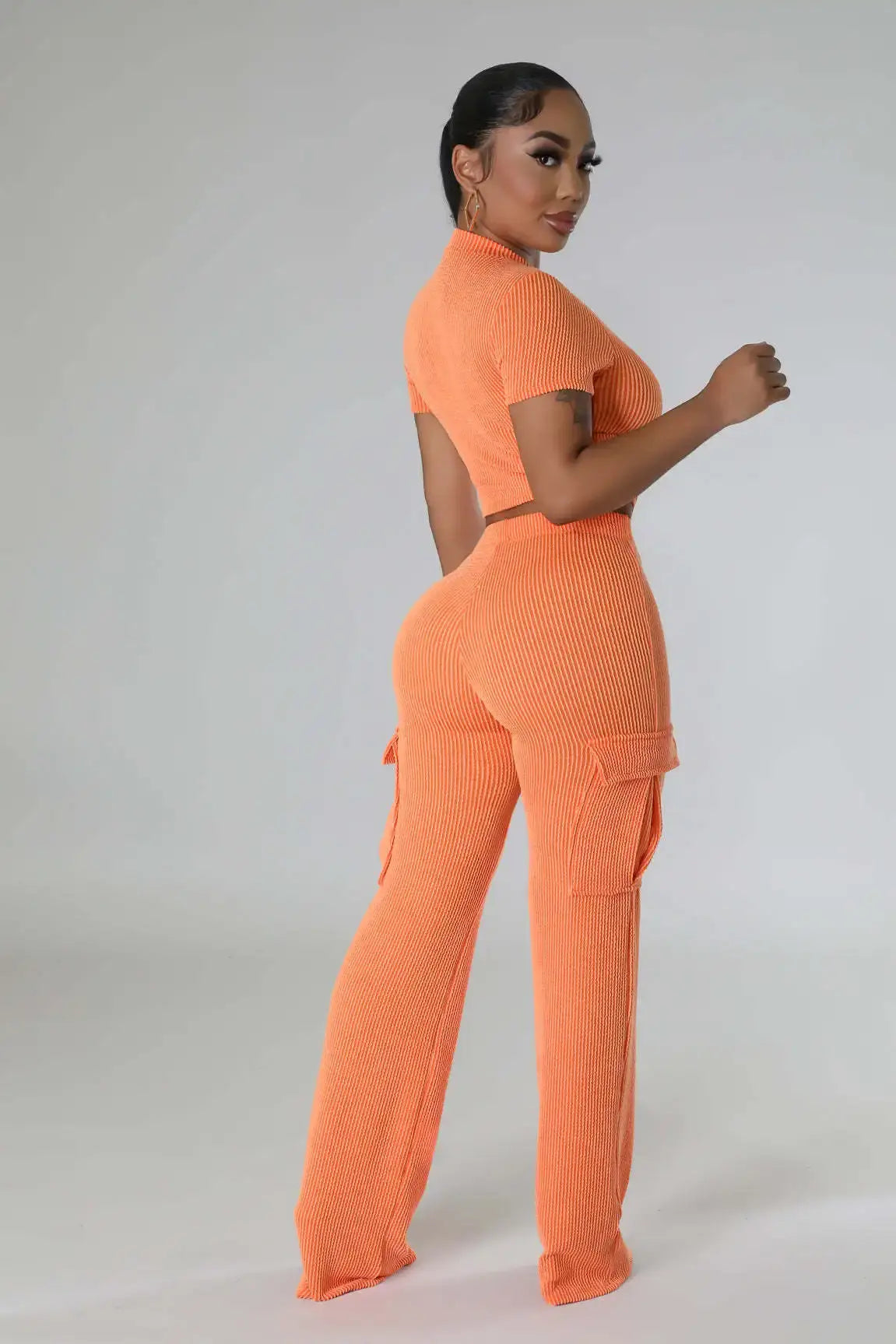 High Waist Straight Pants Two Piece