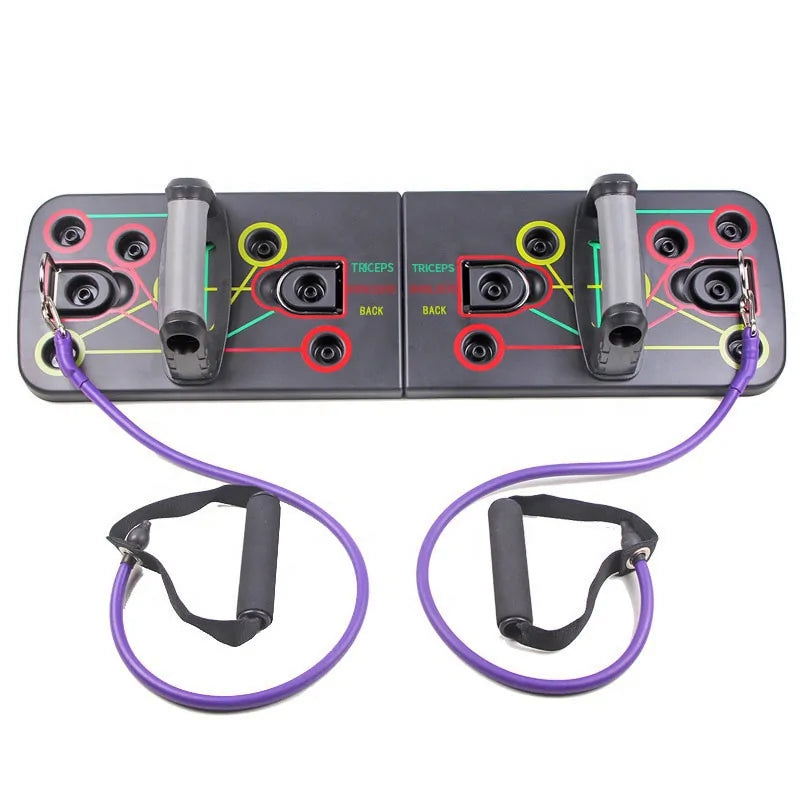 9-in-1 Push Up Stand Board with Latex Resistance Bands